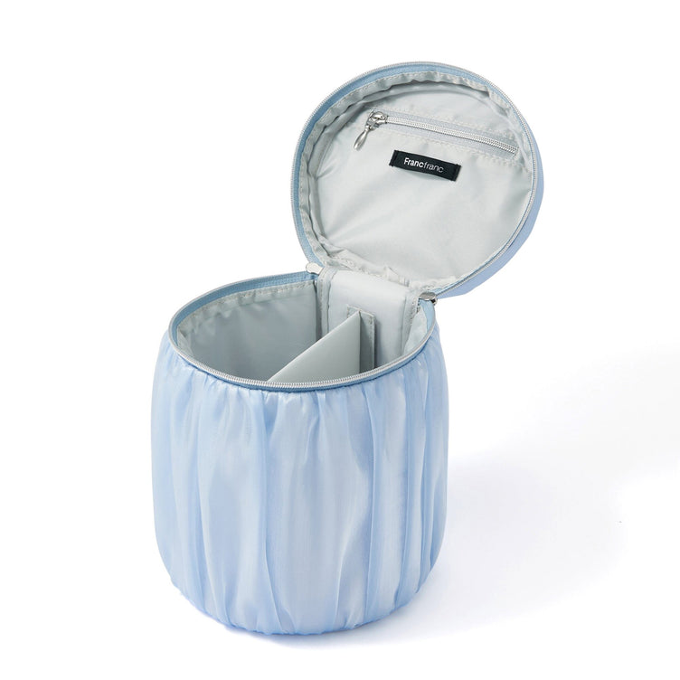 Organdy Flower Vanity Pouch Small Light Blue