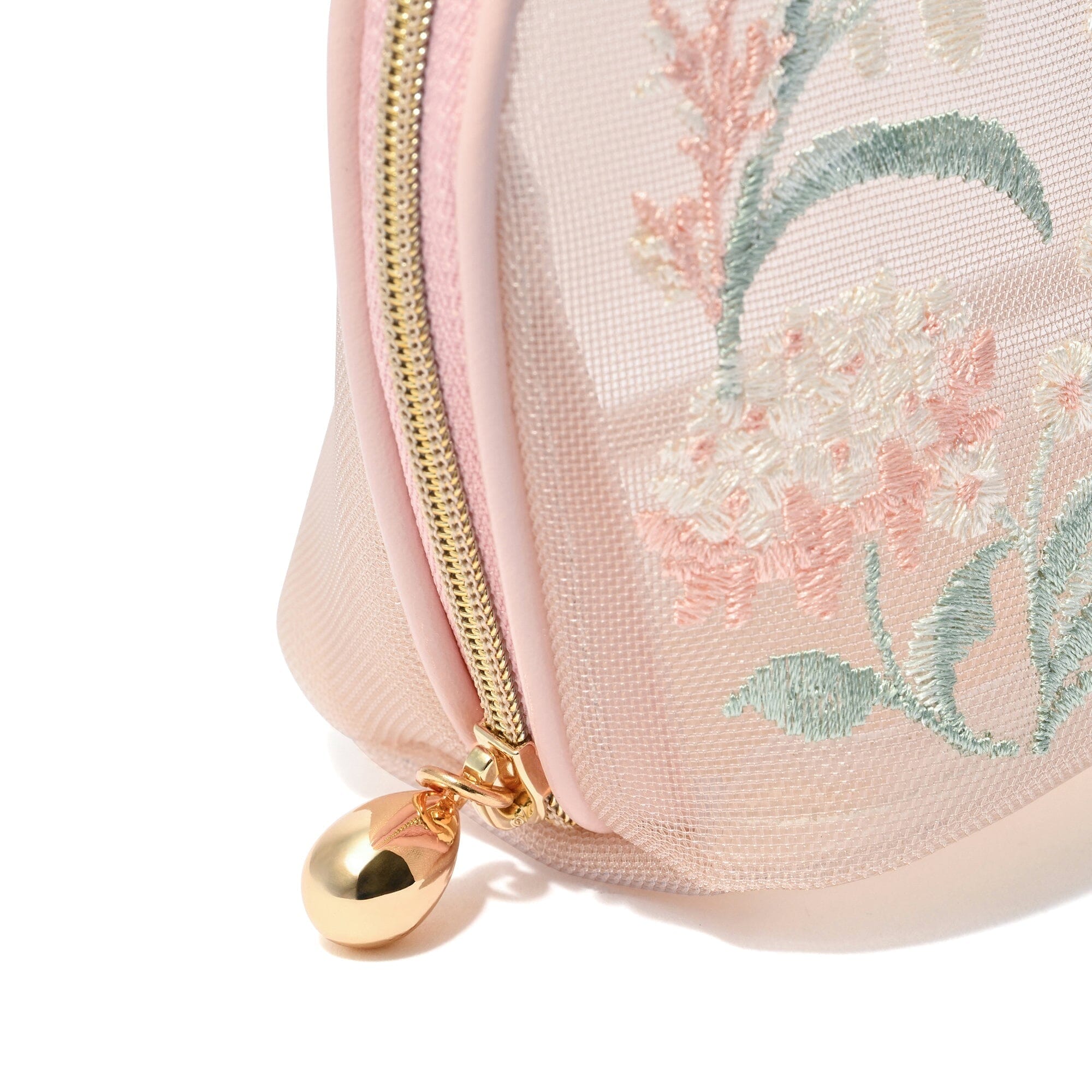 Mesh Embroidery Pouch Small Pink