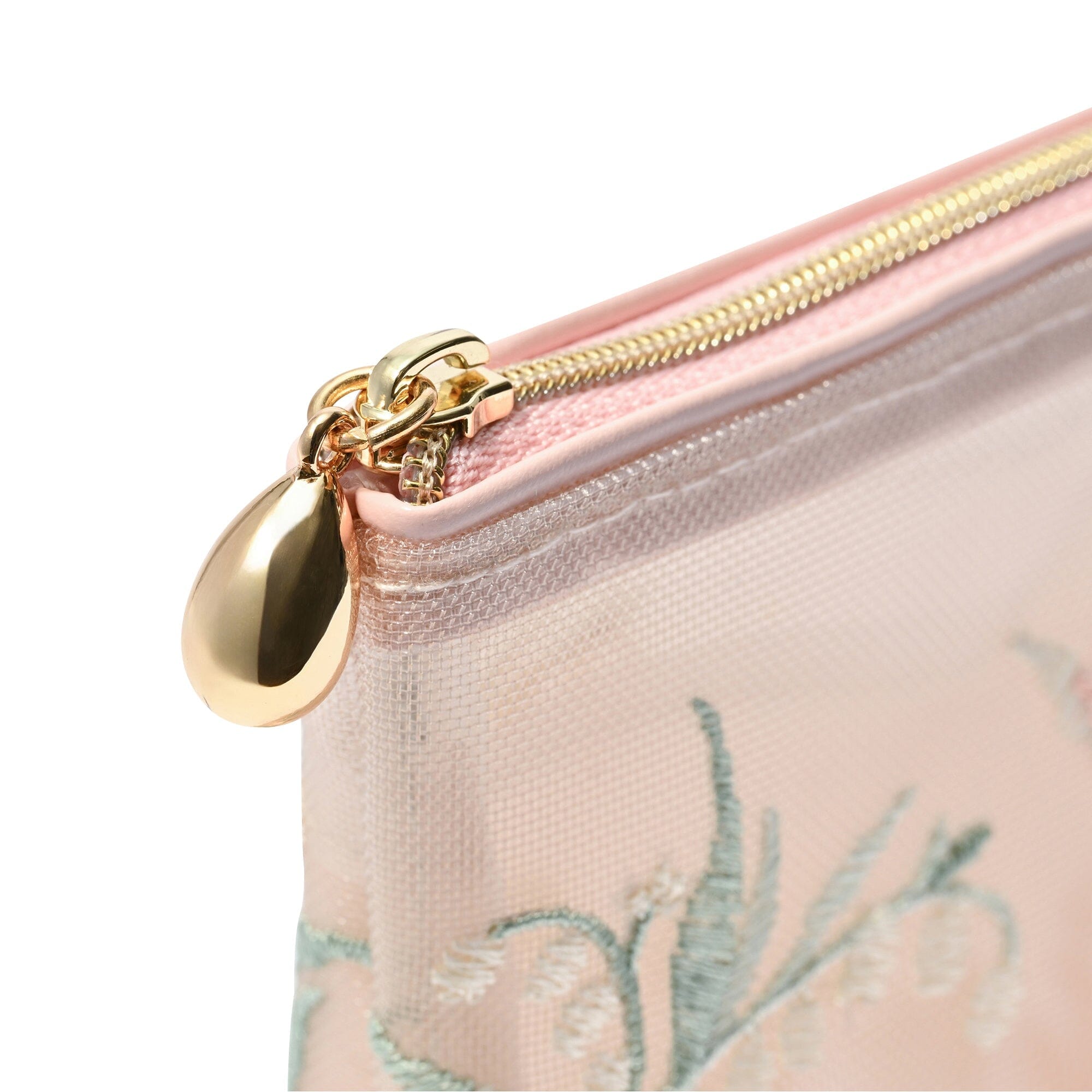 Mesh Embroidery Pouch Large Pink