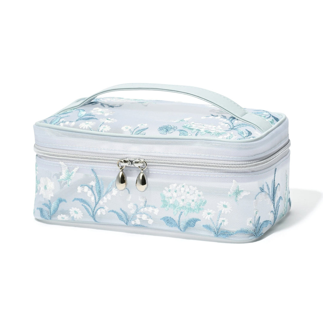 Mesh Embroidery Vanity Pouch Small Light Blue – Francfranc Hong Kong