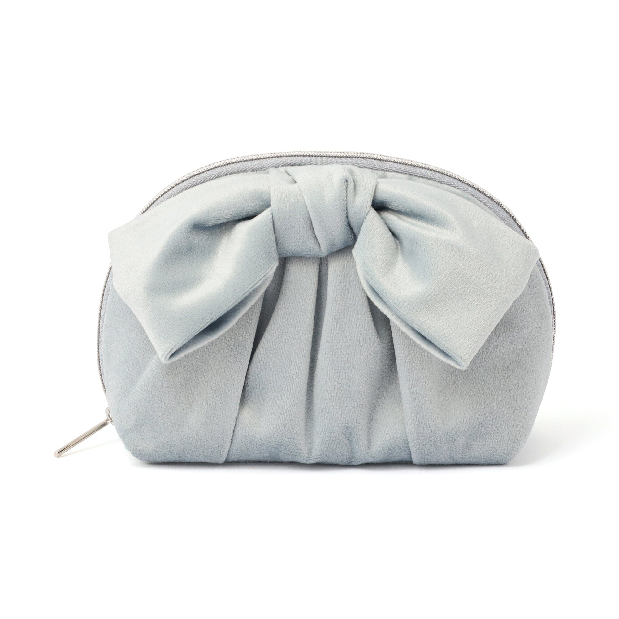 Velour Ribbon Pouch S Light Blue