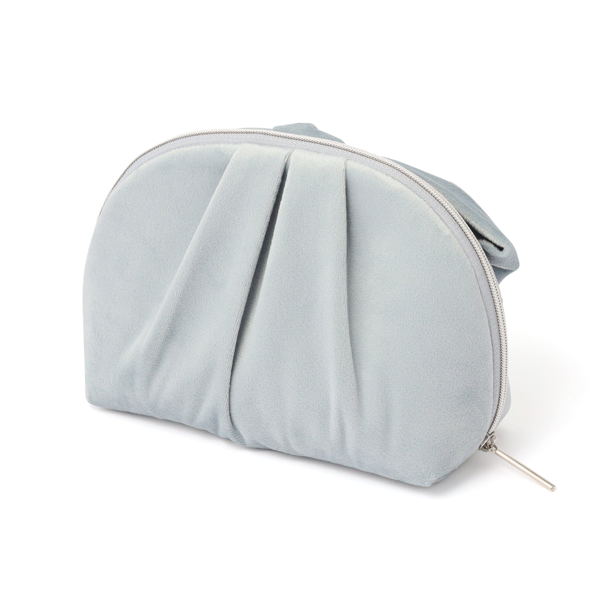 Velour Ribbon Pouch S Light Blue