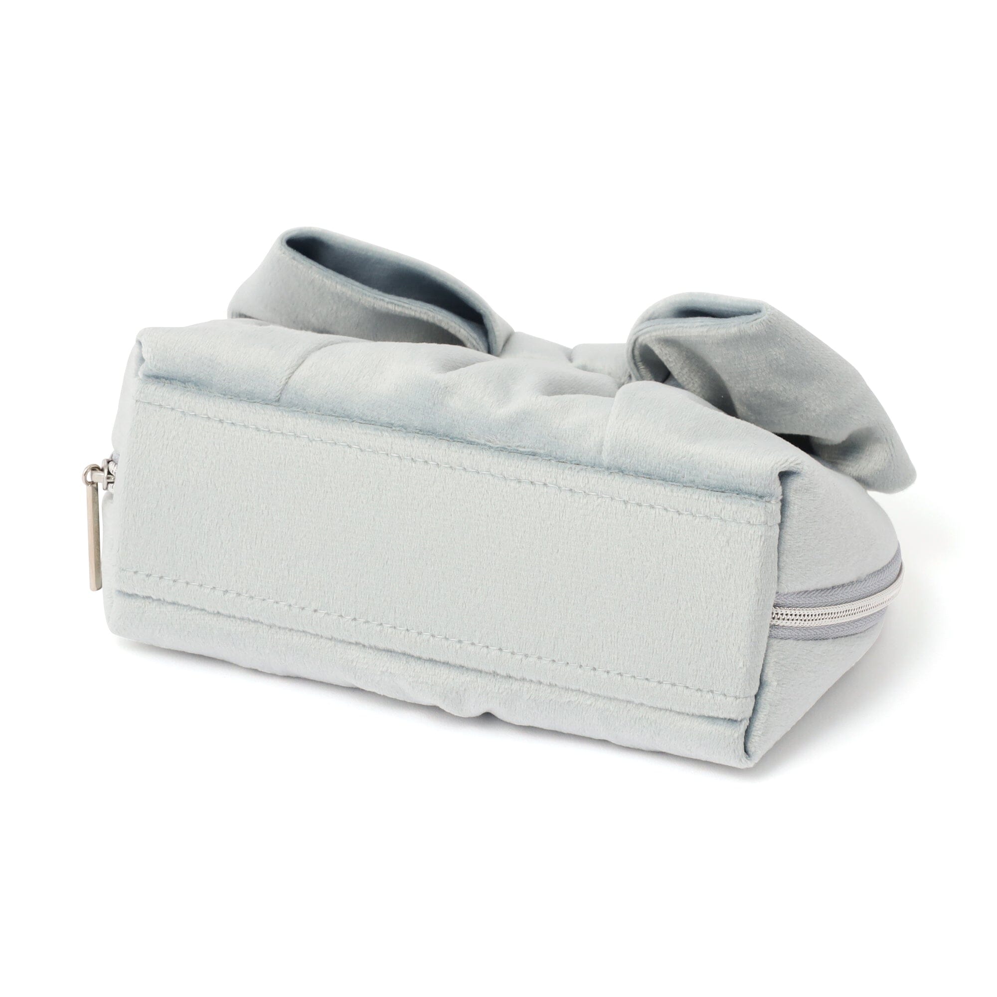 Velour Ribbon Pouch S Light Blue