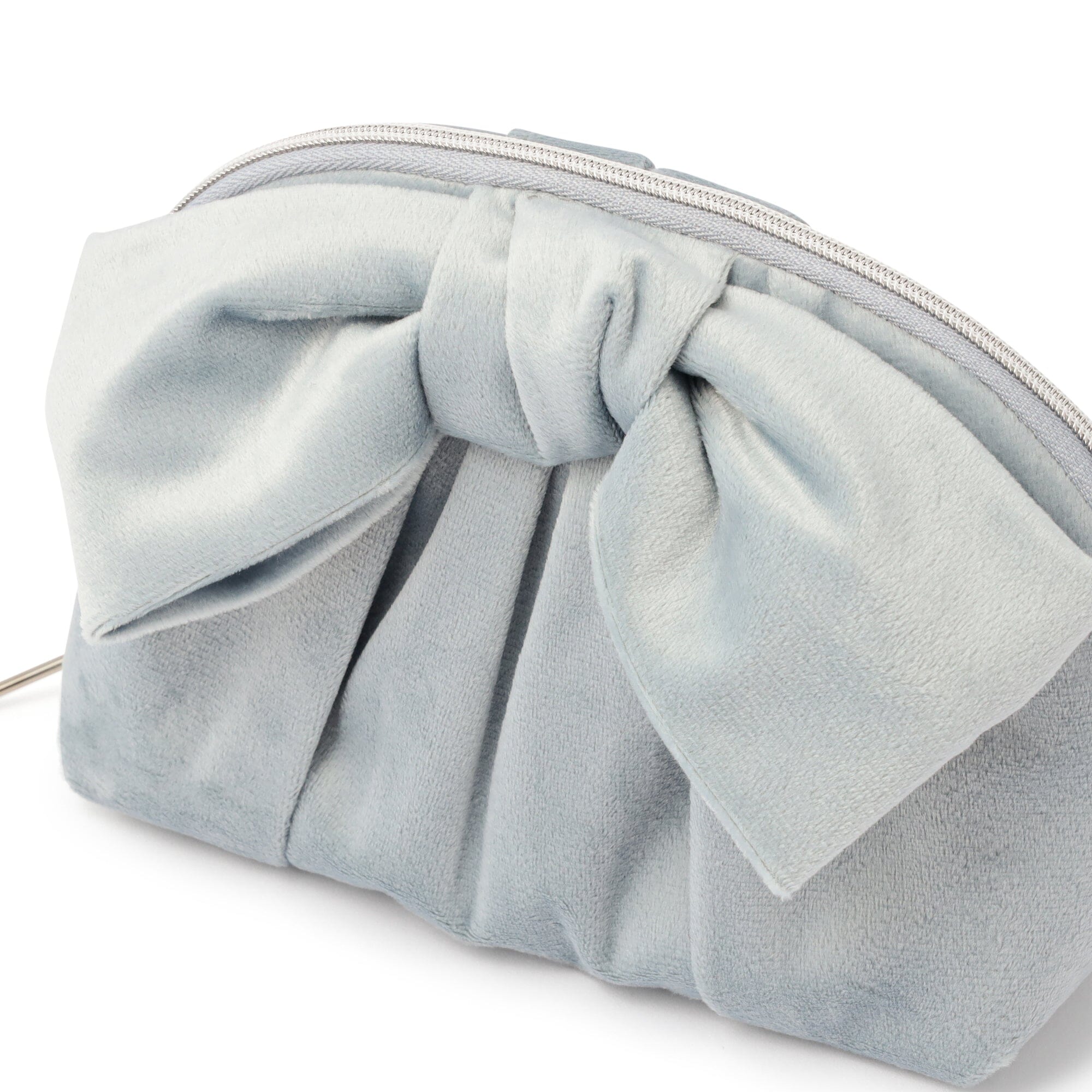 Velour Ribbon Pouch S Light Blue