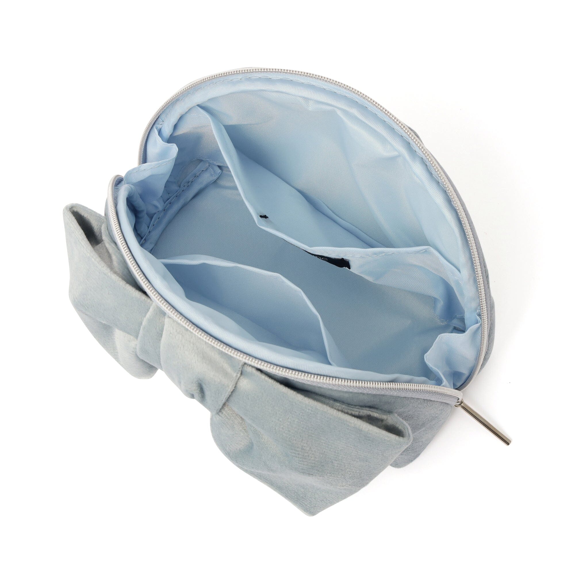 Velour Ribbon Pouch S Light Blue