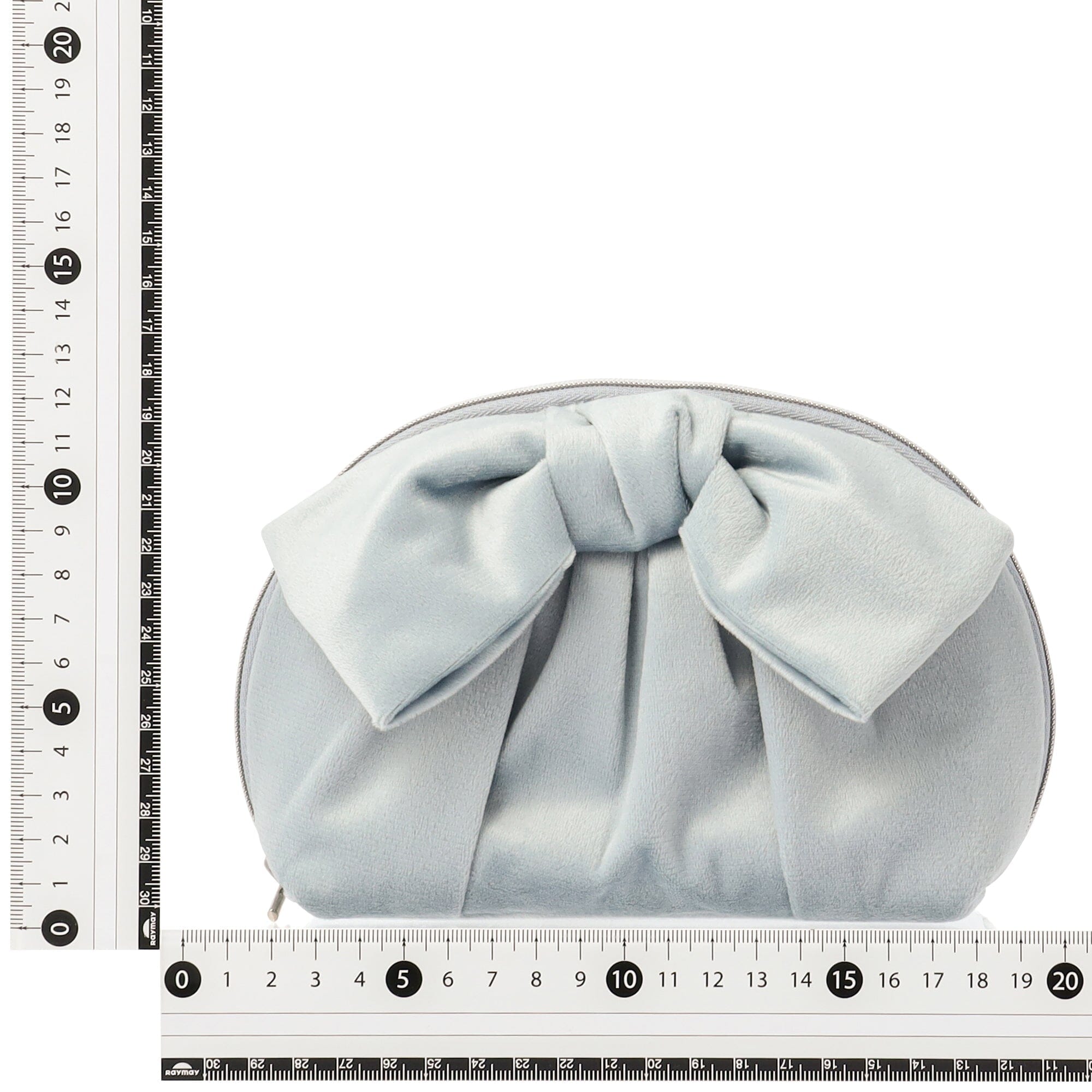 Velour Ribbon Pouch S Light Blue