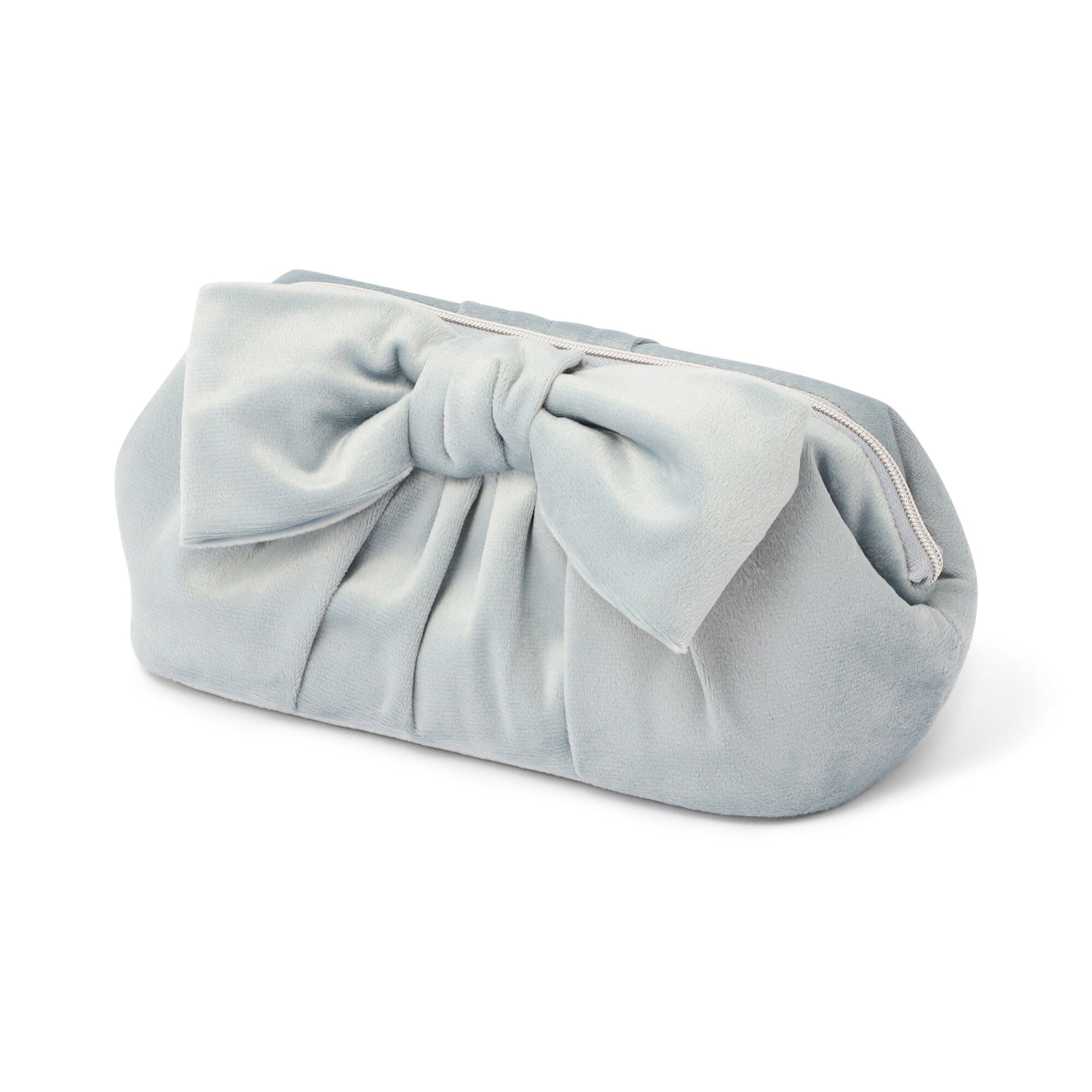 Velour Ribbon Wire Pouch Light Blue