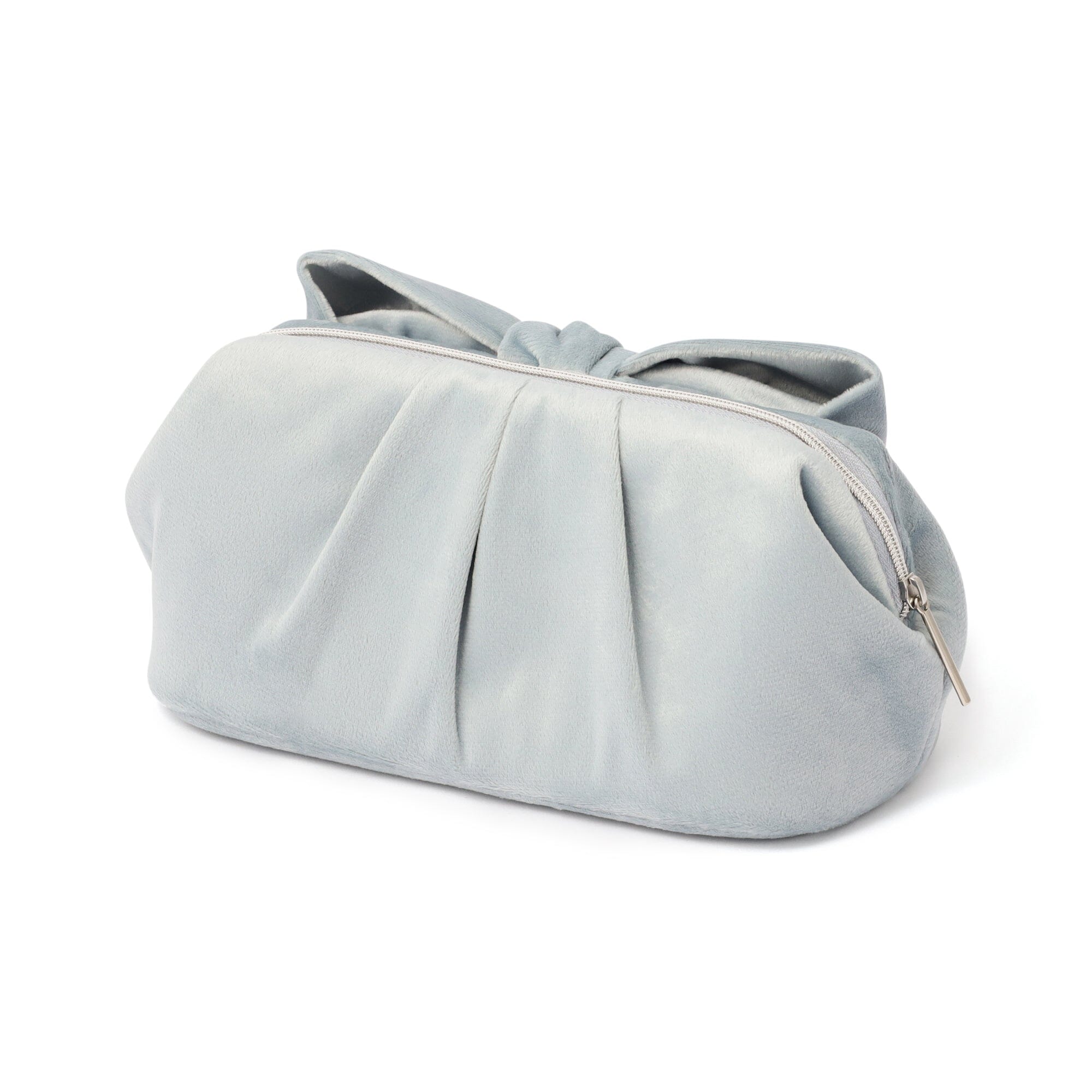 Velour Ribbon Wire Pouch Light Blue