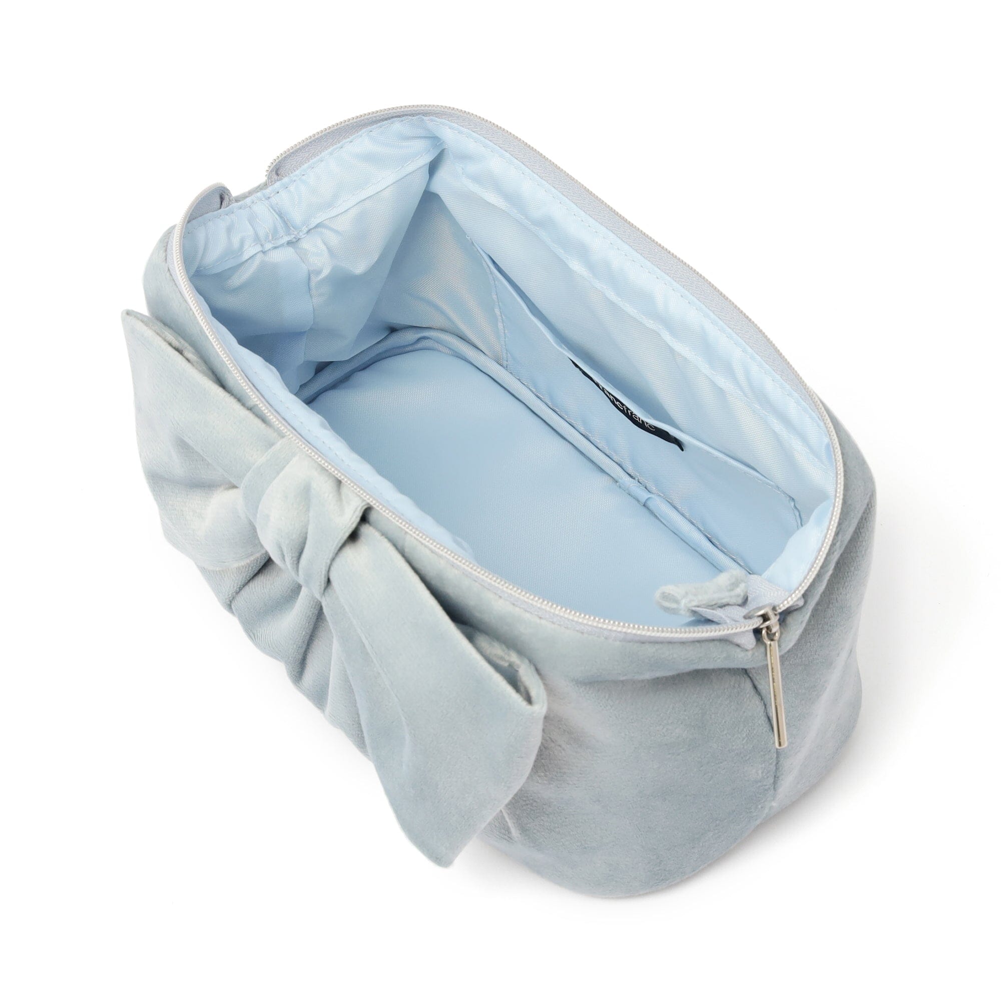 Velour Ribbon Wire Pouch Light Blue