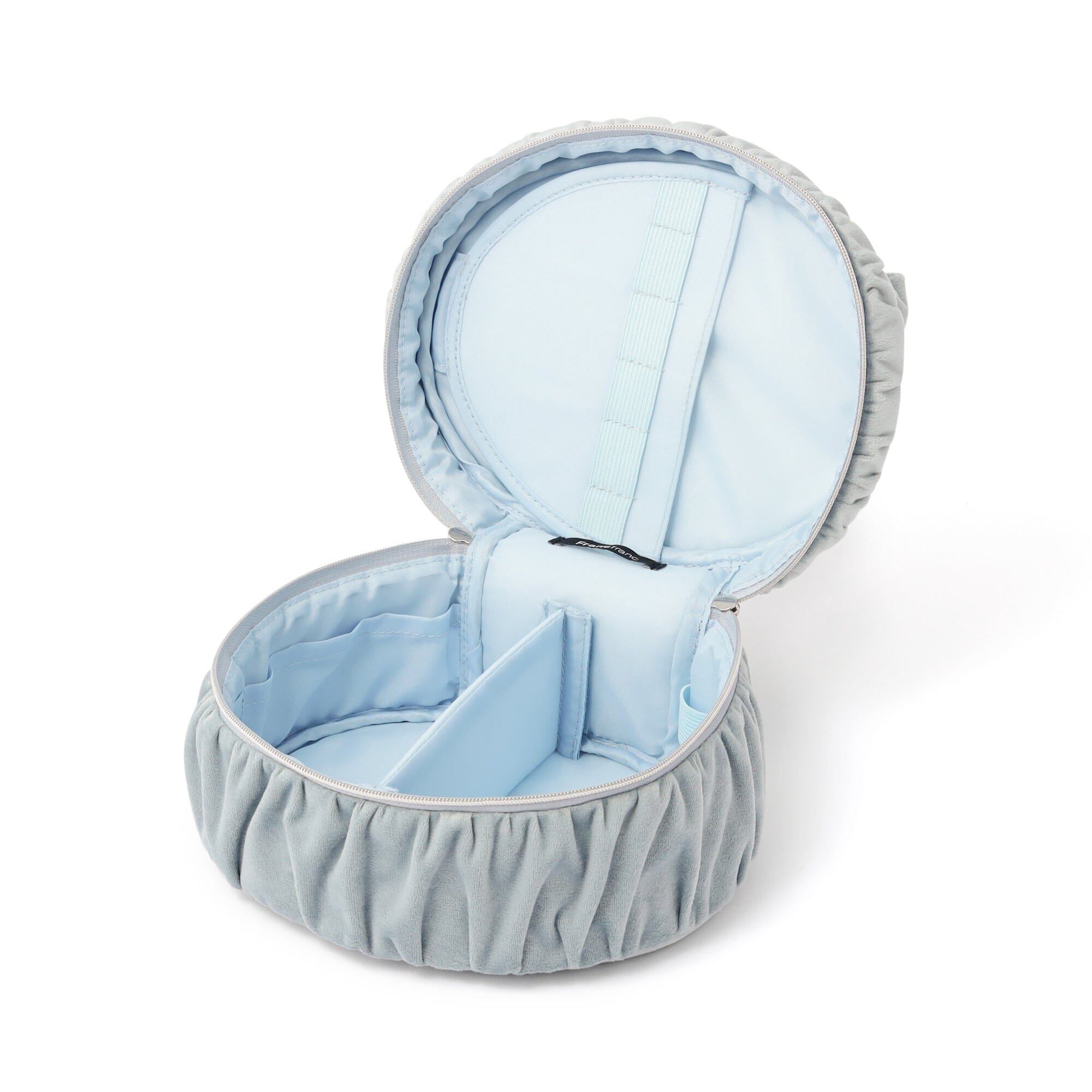 Velour Ribbon Vanity Pouch S Light Blue