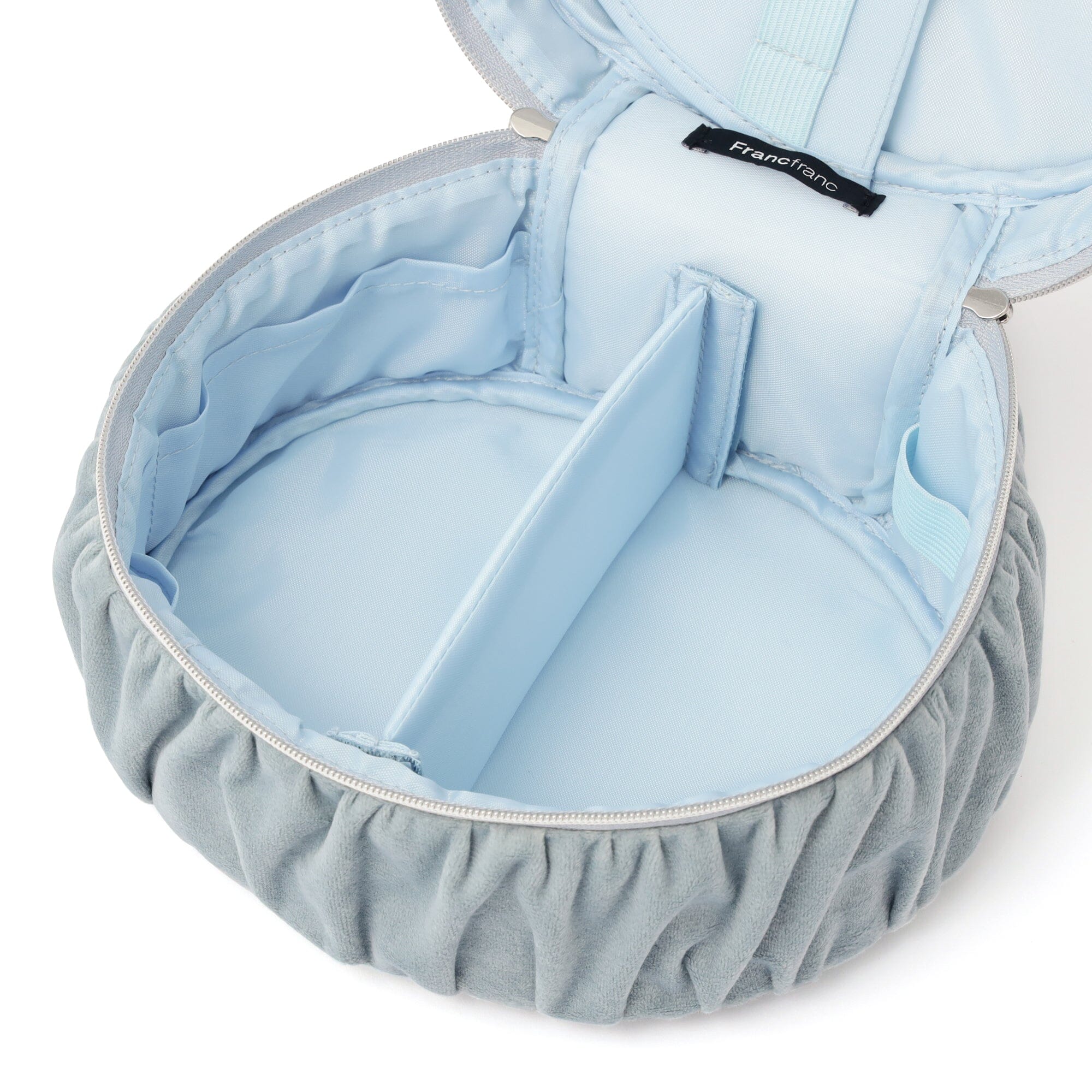 Velour Ribbon Vanity Pouch S Light Blue