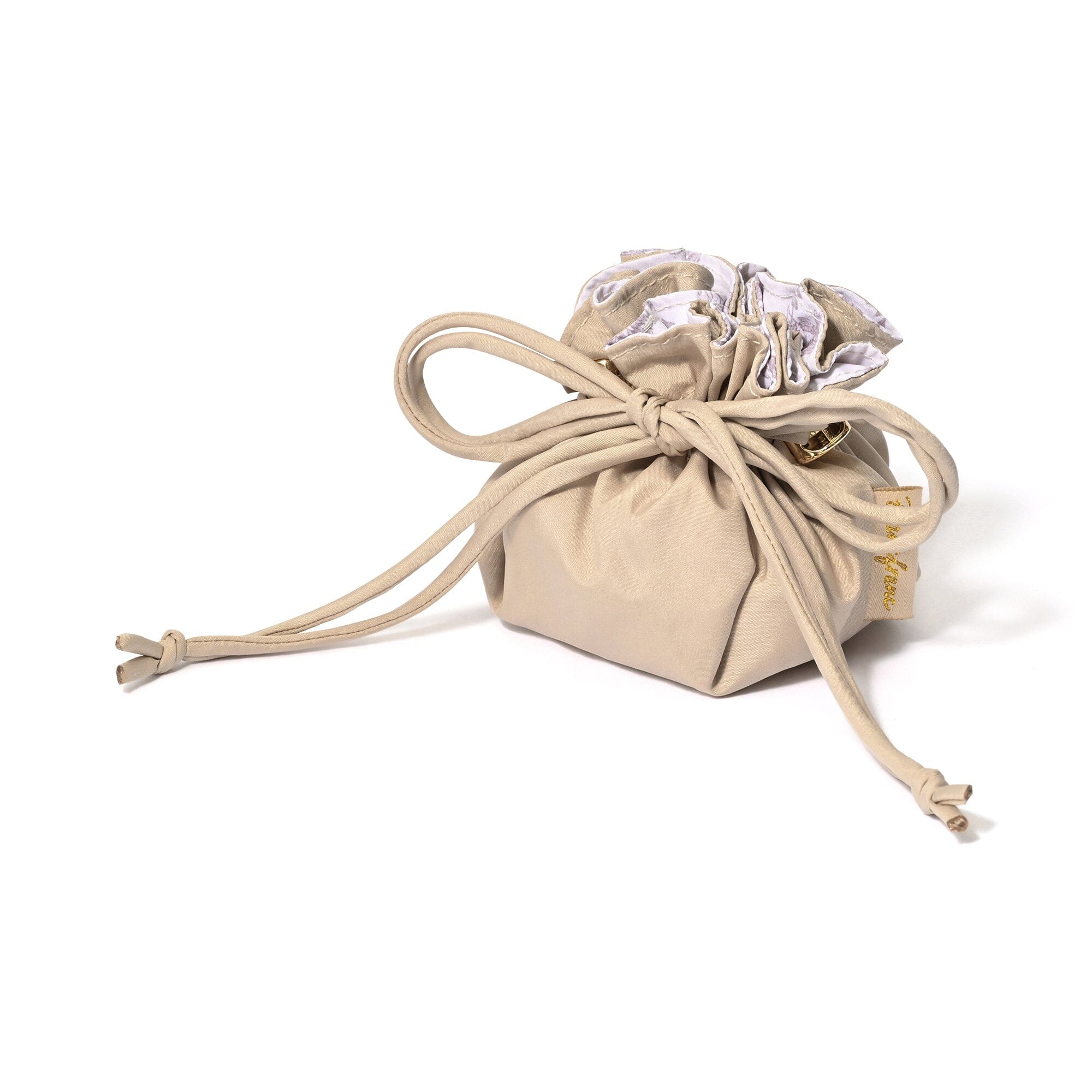 Accessory Drawstring Pouch Classic Flower Design  Pink