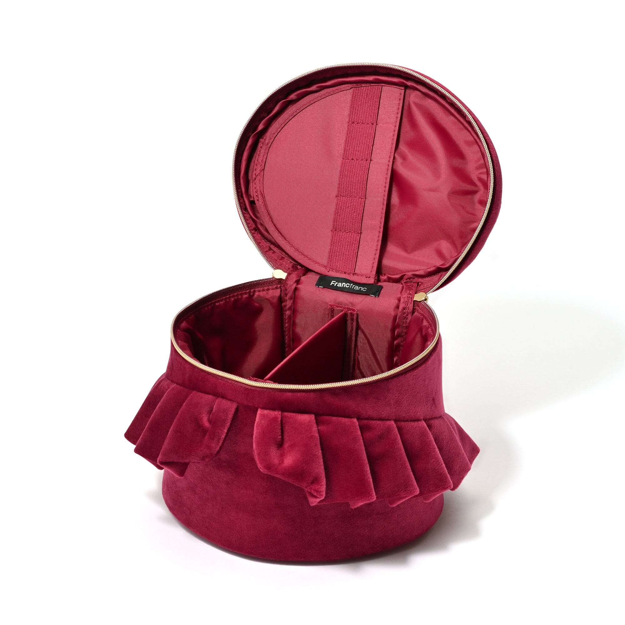 Velour Frill Vanity Pouch S Wine