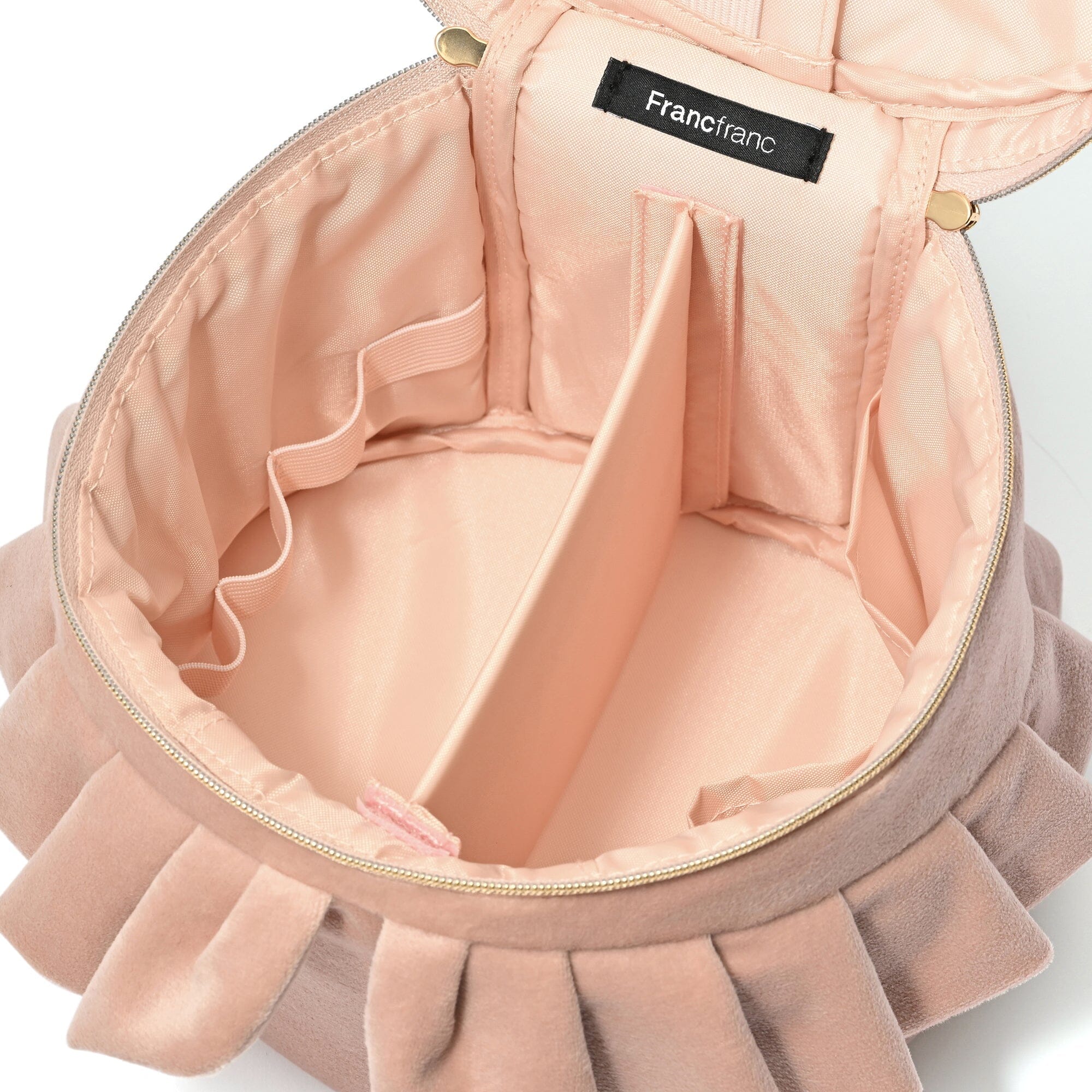 Velour Frill Vanity Pouch S Pink