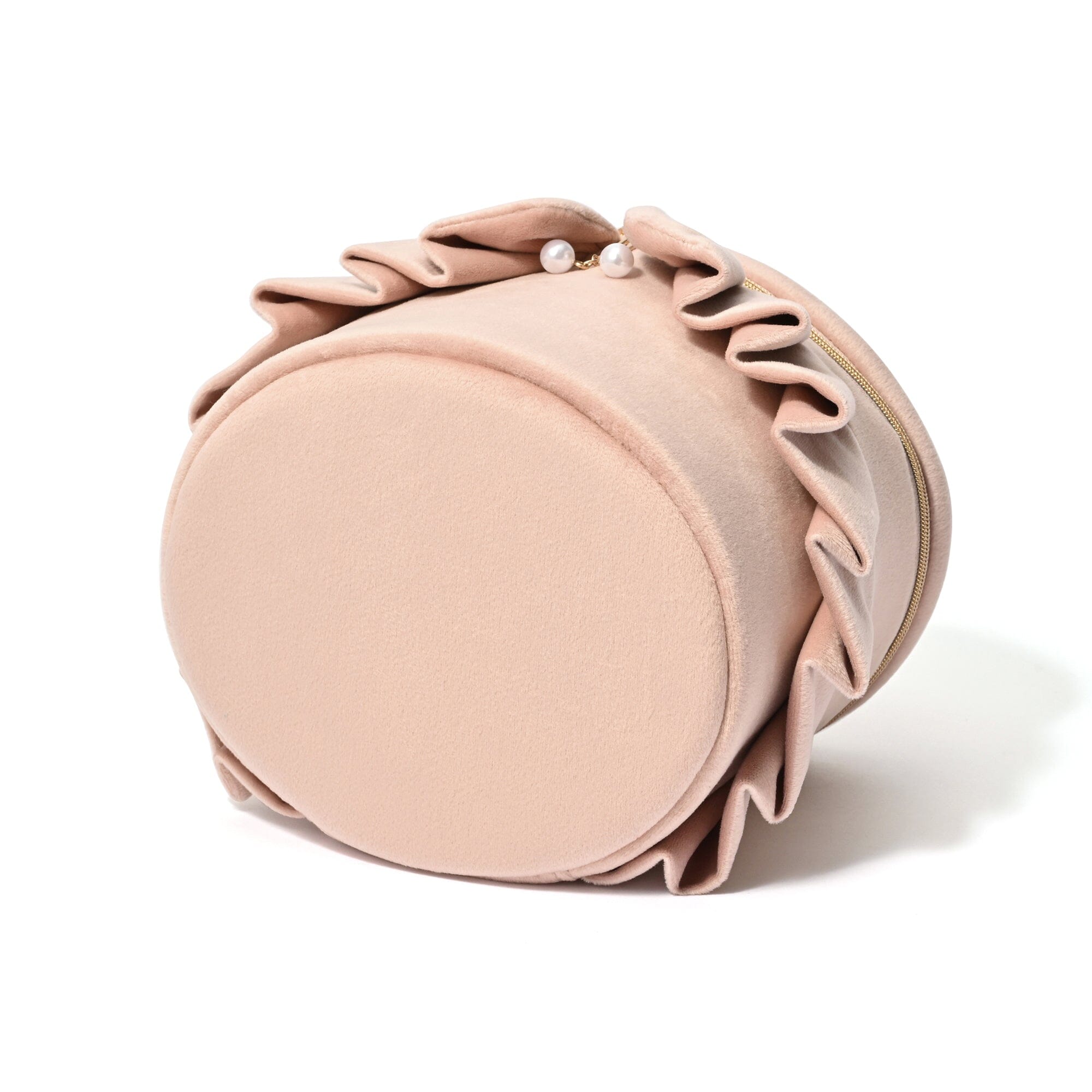 Velour Frill Vanity Pouch S Pink
