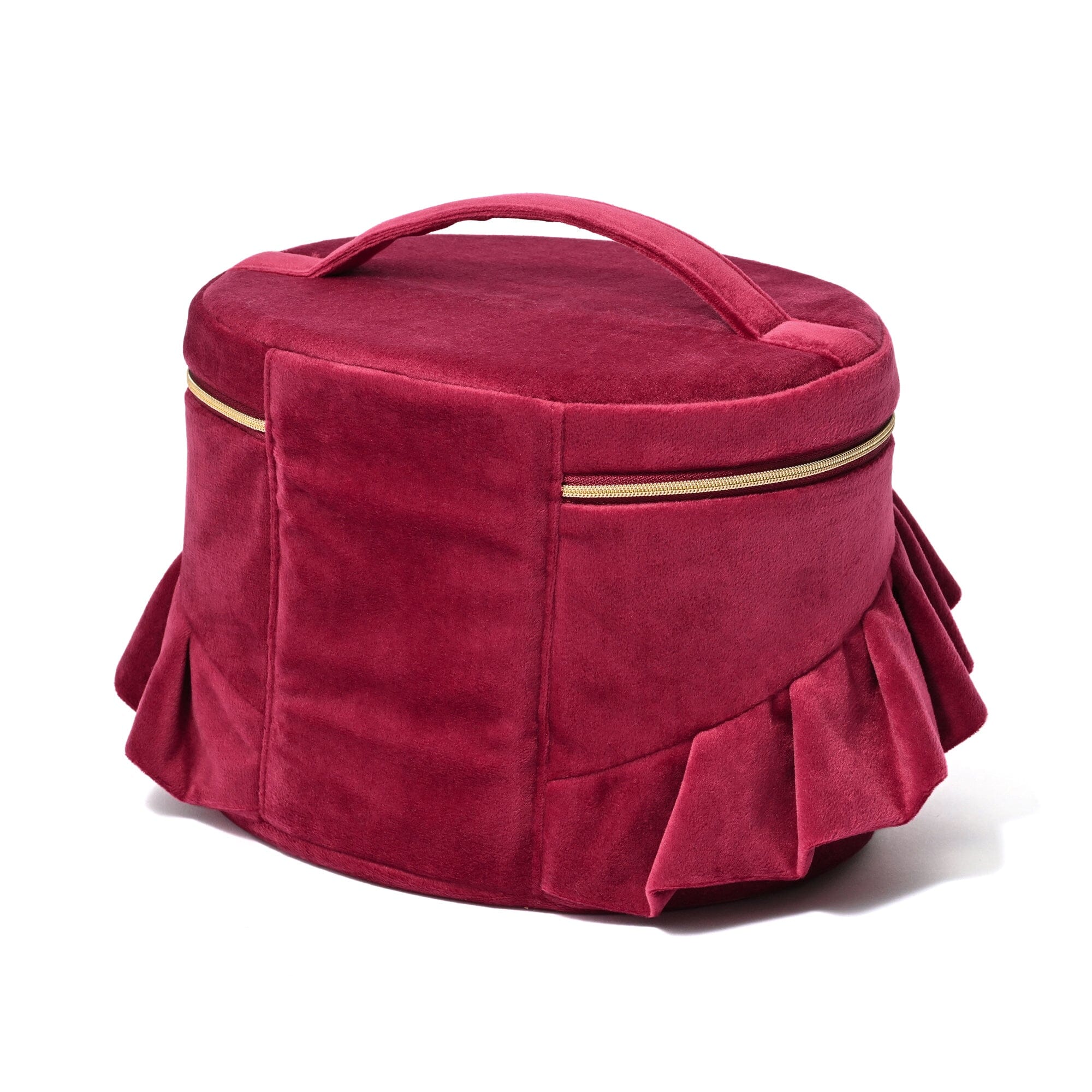 Velour Frill Vanity Pouch L Wine