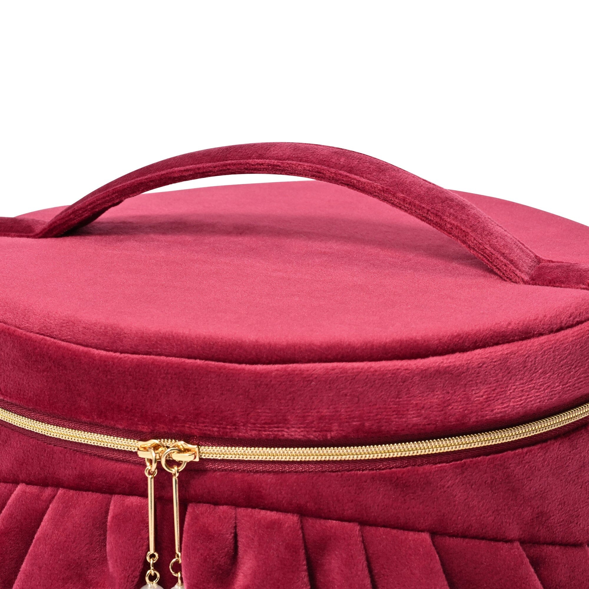Velour Frill Vanity Pouch L Wine