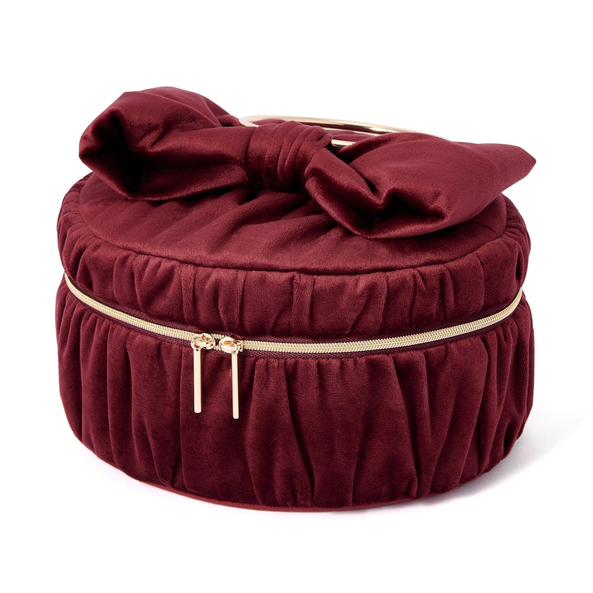 Velvet Ribbon Vanity Pouch Small Dark Red
