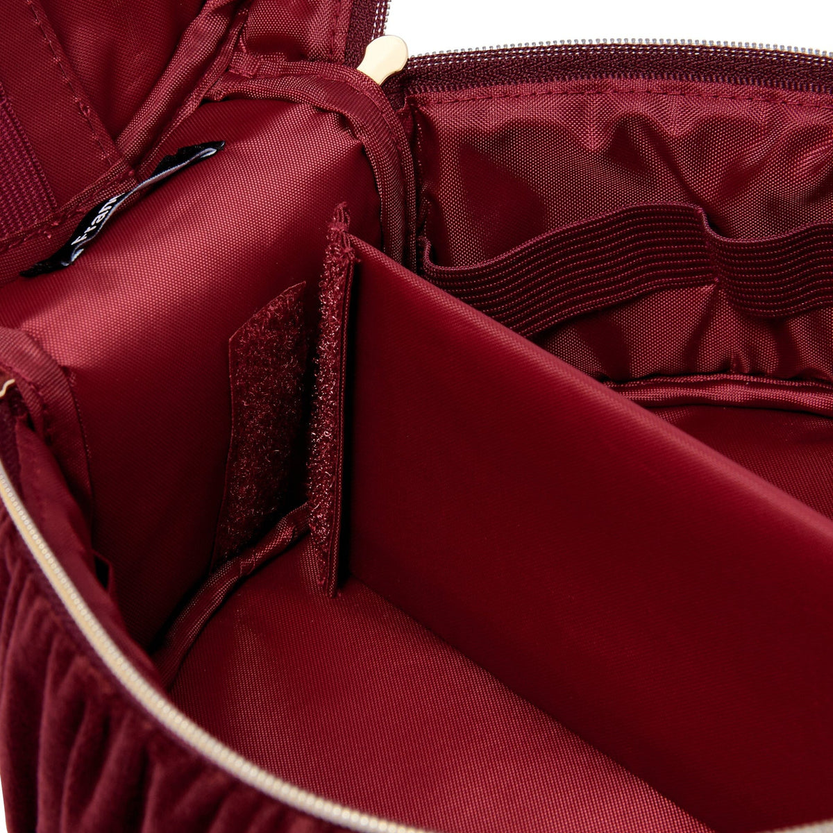 Velvet Ribbon Vanity Pouch Small Dark Red