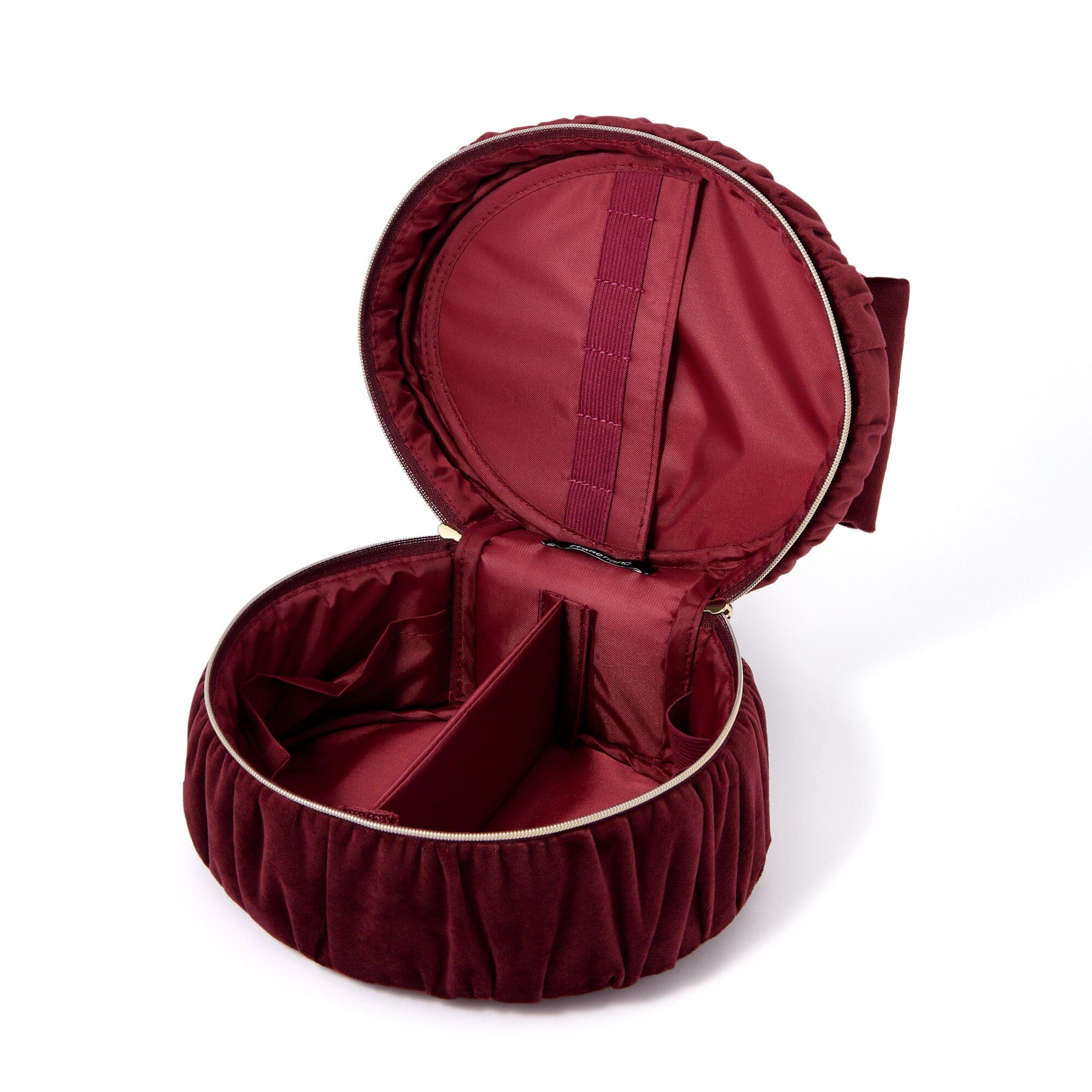 Velvet Ribbon Vanity Pouch Small Dark Red