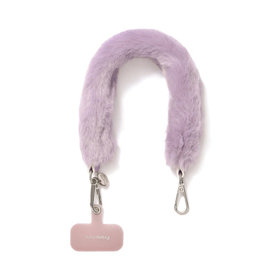 Fur smartphone hand strap purple