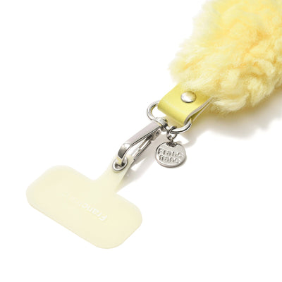 Fur smartphone hand strap yellow