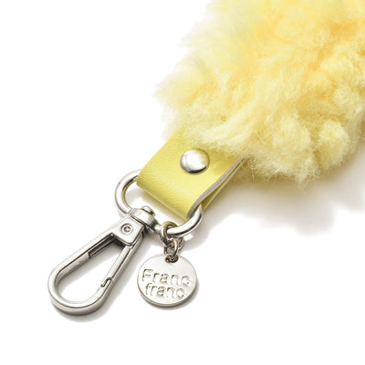 Fur smartphone hand strap yellow