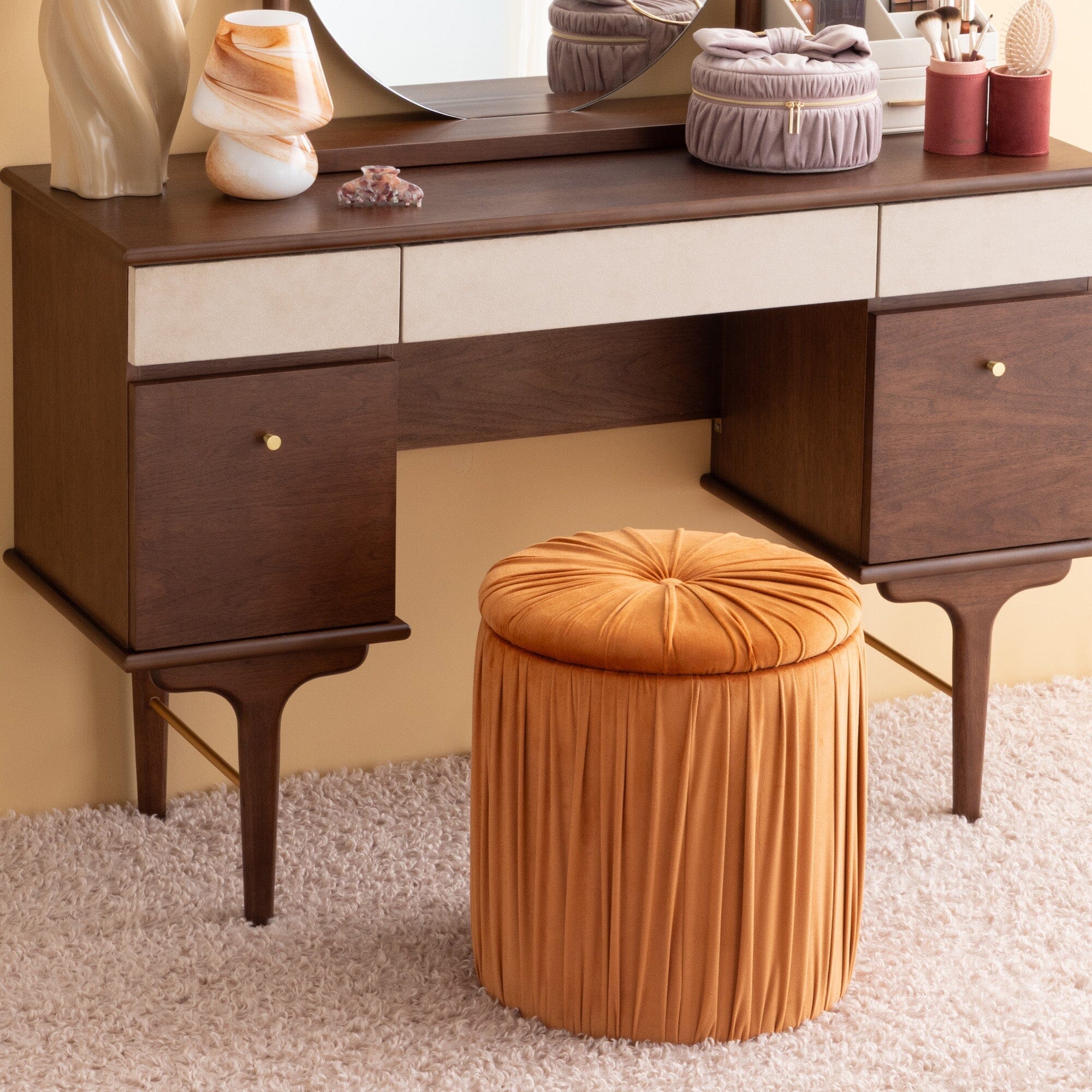Plisse Stool Orange