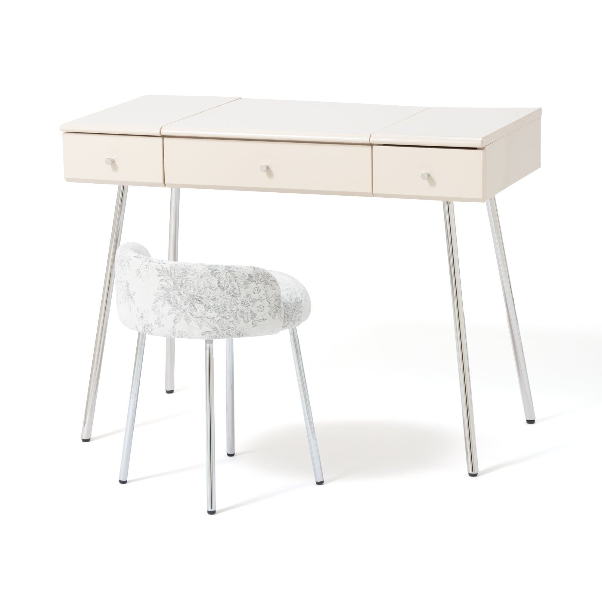 Plumor Stool Flower White X Silver