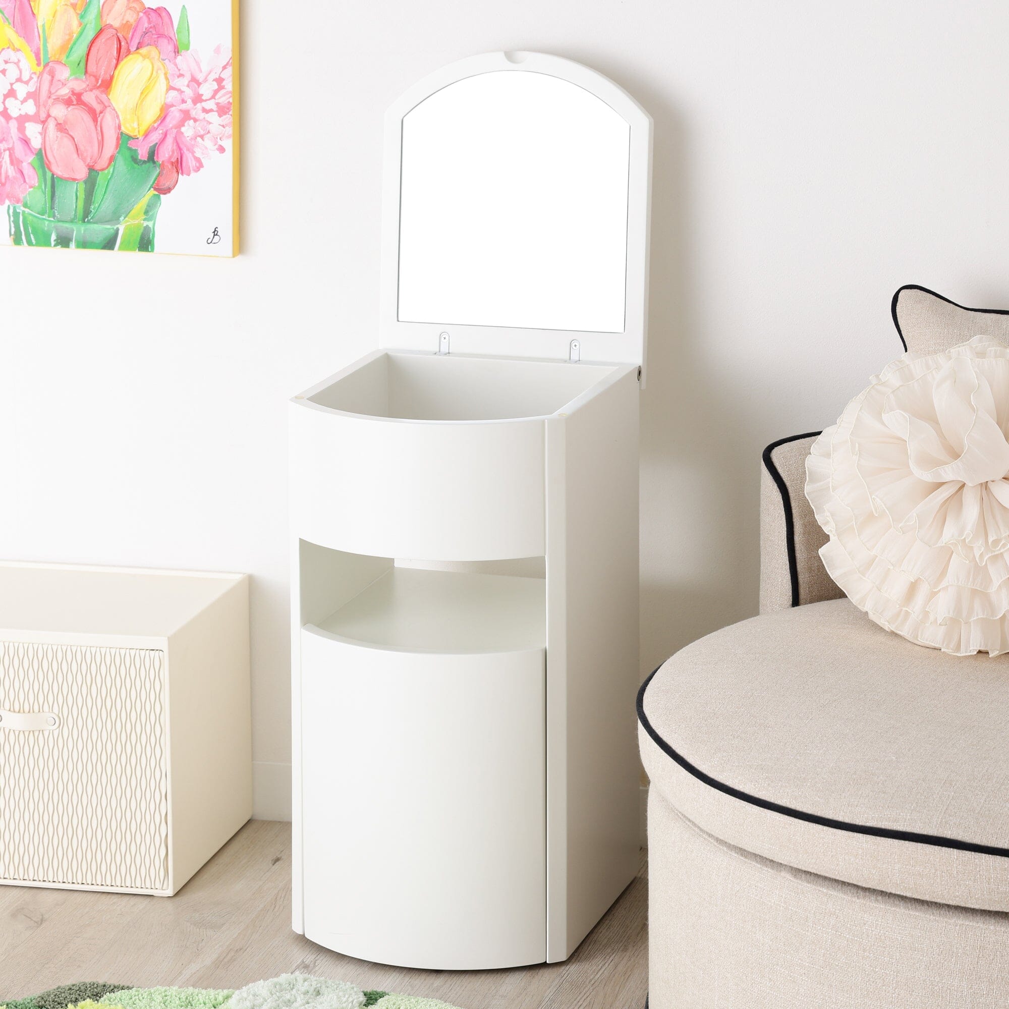 Coffrea Rolling Cosmetic Storage Cabinet White
