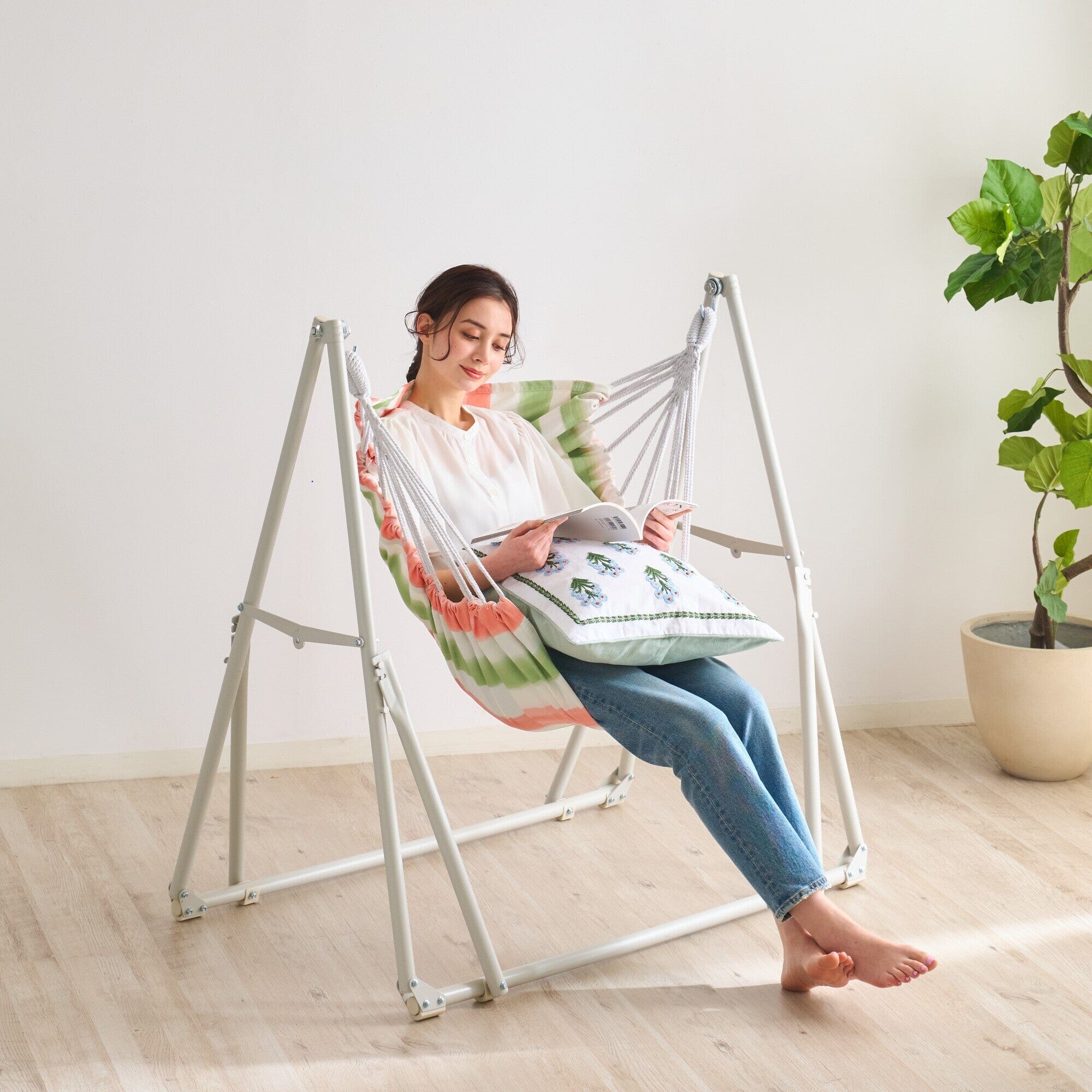 Levent 3Way Hammock Striped Green/Pink X White