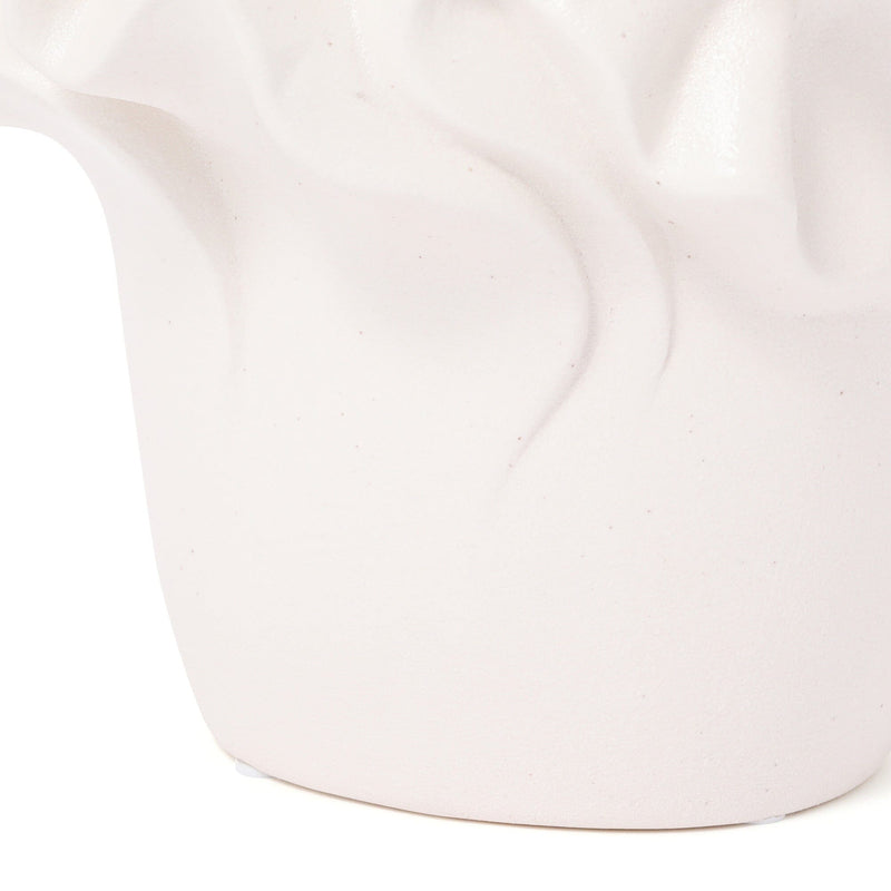 陶瓷波浪形褶邊花瓶 中型 白色