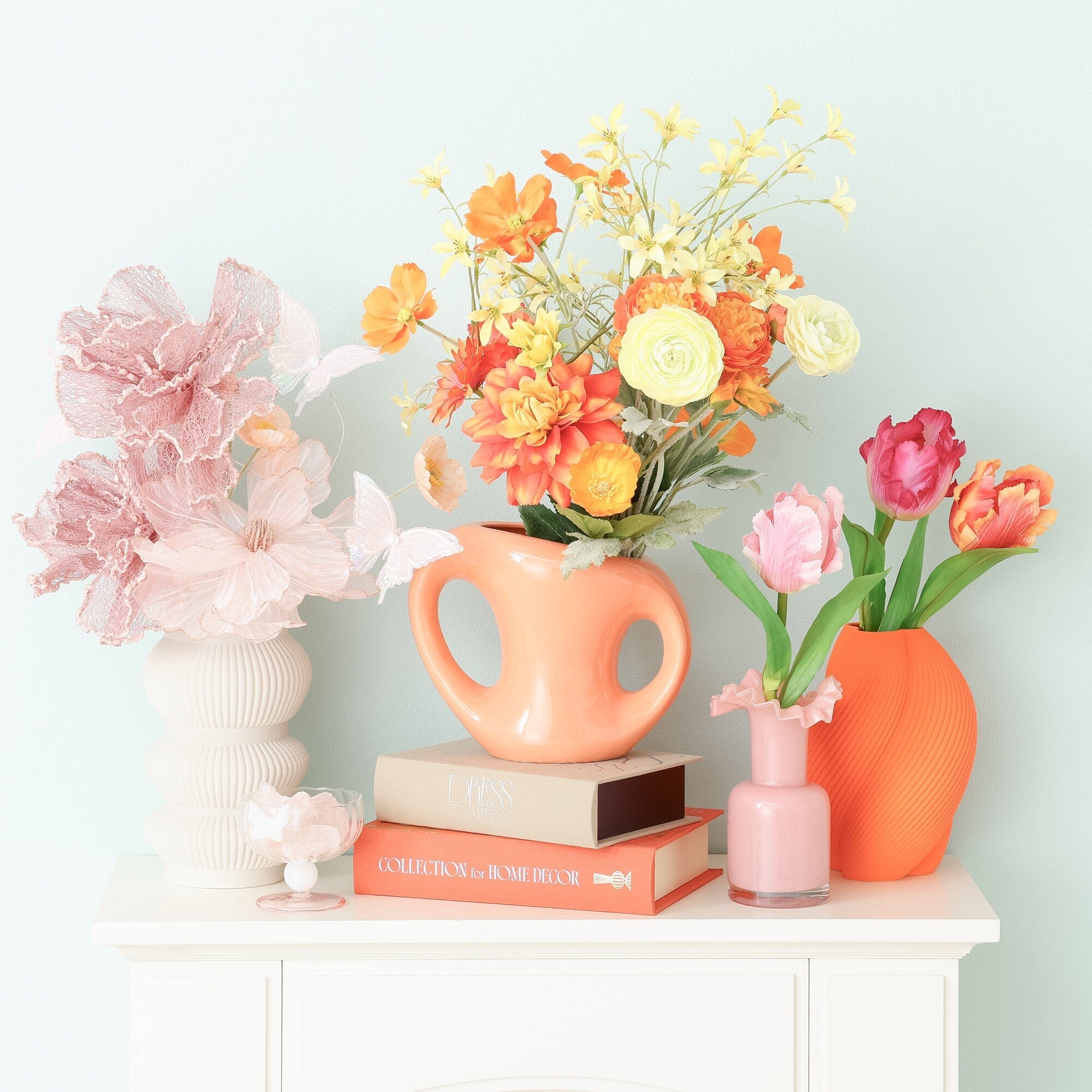 Ceramic Arty Flower Vase Medium Orange