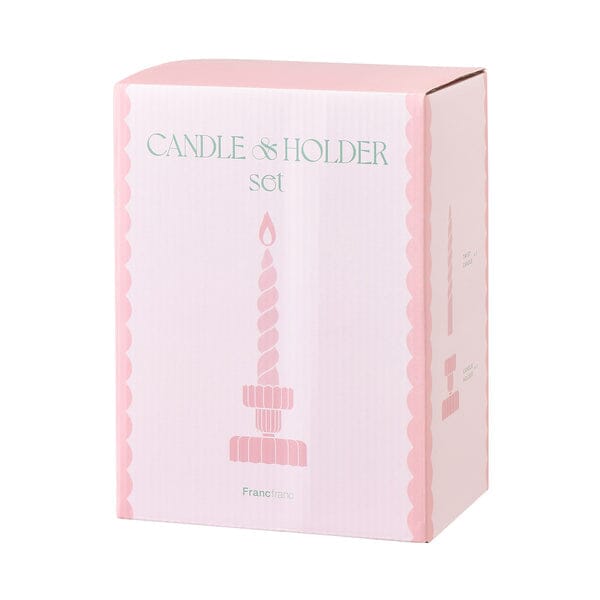 Candle & Candle Holder Set Pink