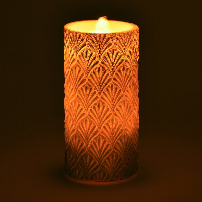 Led Water Candle Pattern Silver