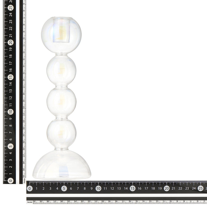 Glass Candle Stand Bubble Clear