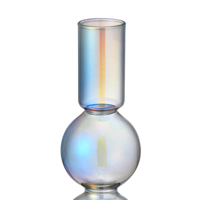 Glass Candle Stand Bubble Dark Gray