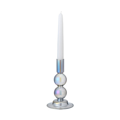 Glass Candle Stand Bubble Dark Gray