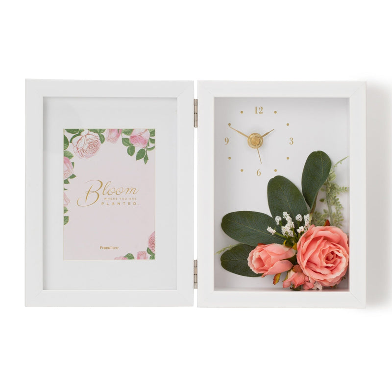 Flower Photo Frame With Clock Pink