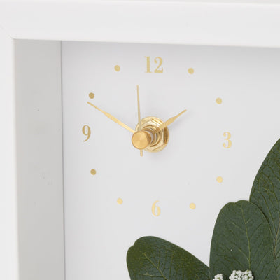 Flower Photo Frame With Clock White