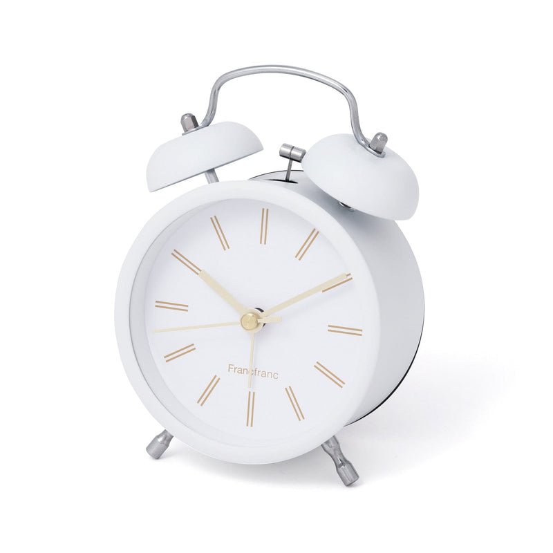 Twin Table Clock White