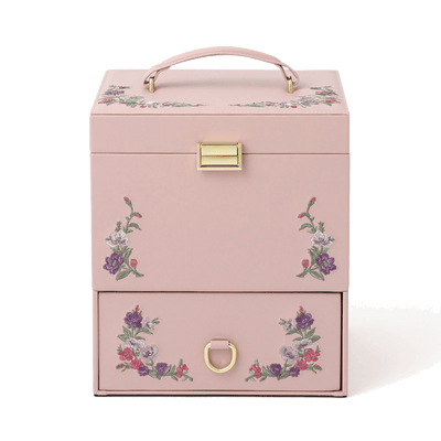 EMBROIDERY FLOWER 化妝品盒 粉紅色