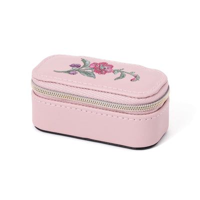 刺繡旅行首飾盒粉紅色