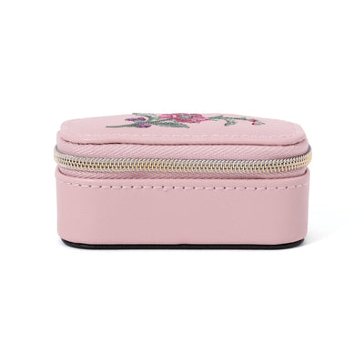 刺繡旅行首飾盒粉紅色