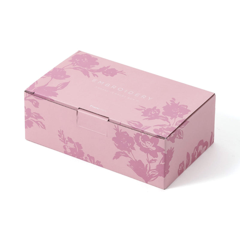 刺繡旅行首飾盒中號粉紅色