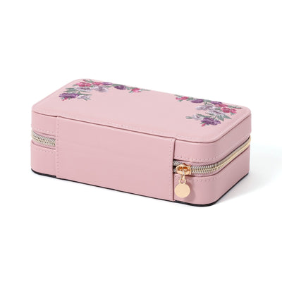 刺繡旅行首飾盒中號粉紅色