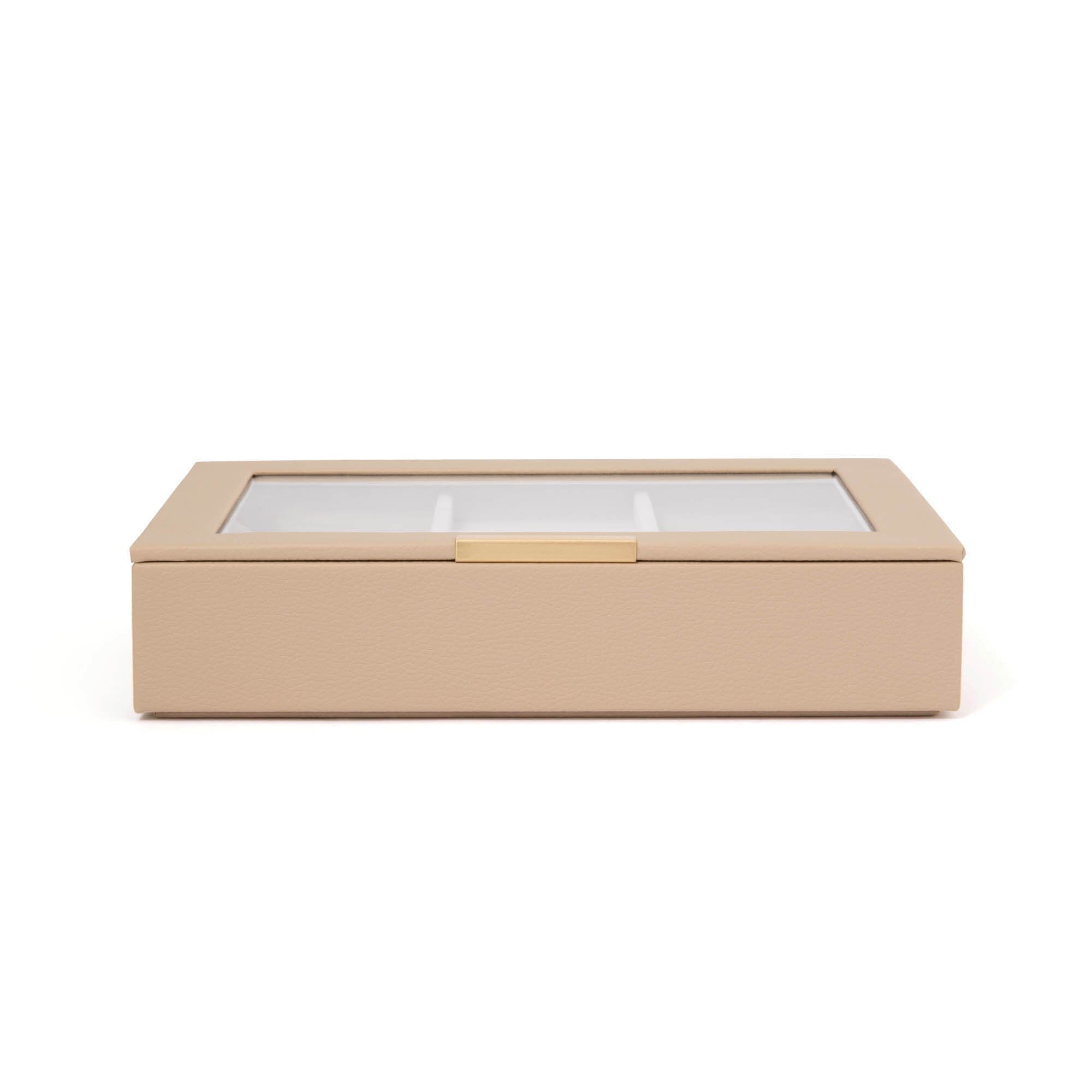 Stacking Jewelry Box with Display Lid Beige