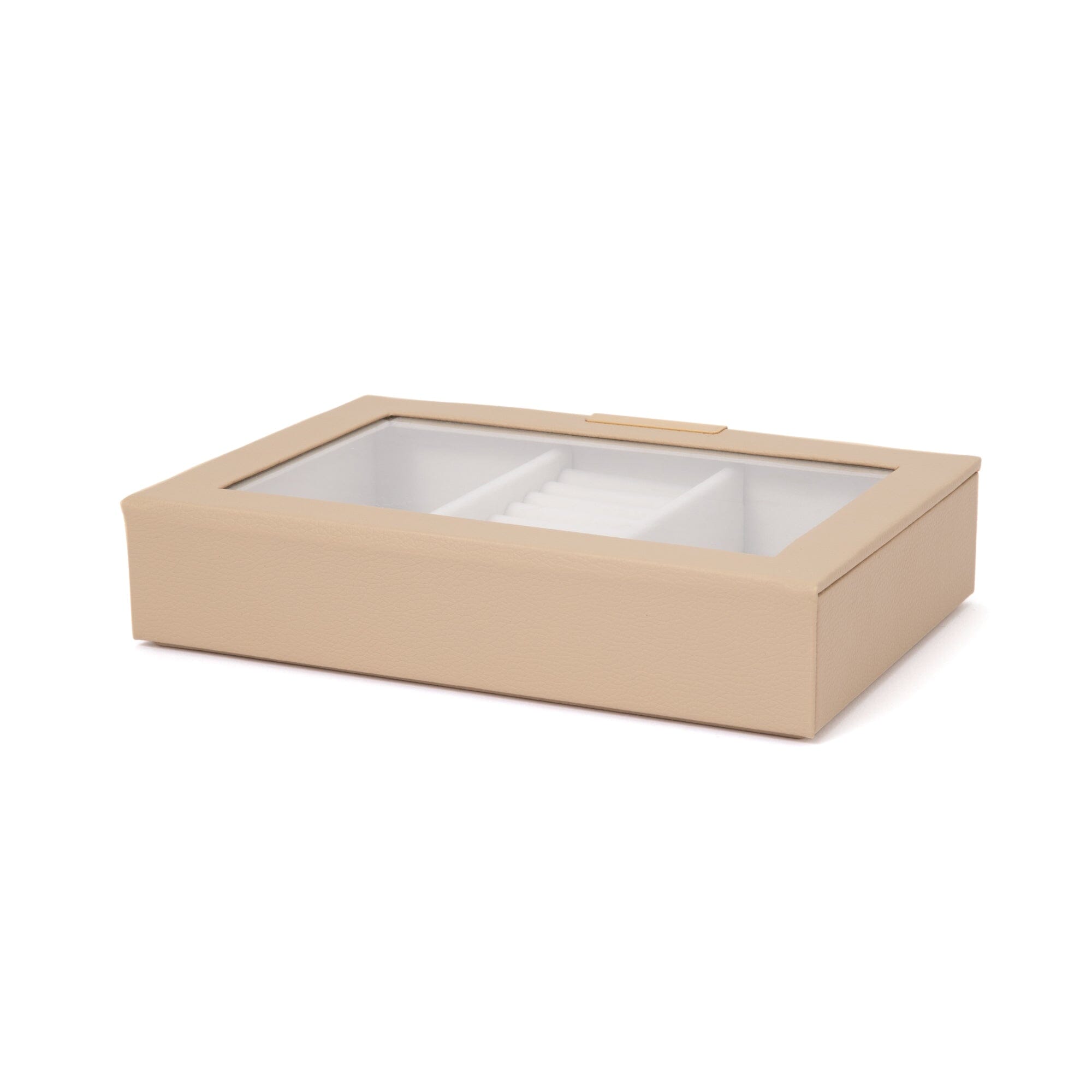 Stacking Jewelry Box with Display Lid Beige