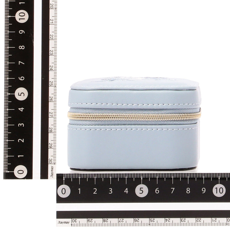 Embroidery Flower Travel Jewelry Box Small Blue