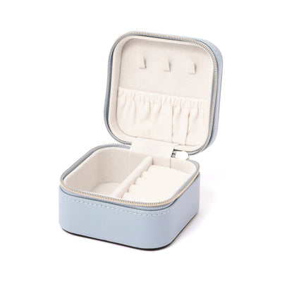 Embroidery Flower Travel Jewelry Box Small Blue